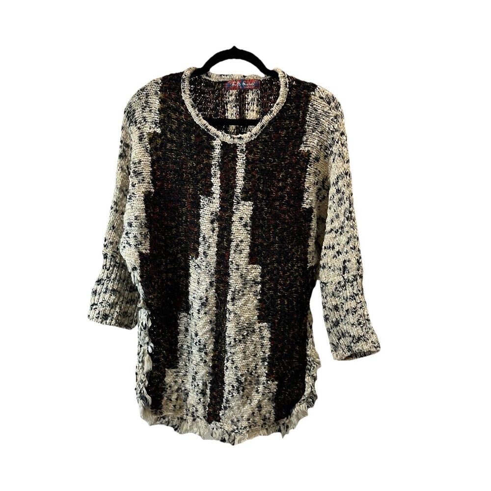 Selfie Couture By Trendology Fringe Boho Popover Pullover Poncho Sweater Aztec S